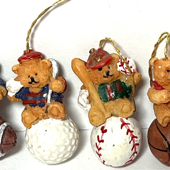 Bears & Sports Themed Mini Christmas Ornament Lot (9piece) - Picture 3 of 5